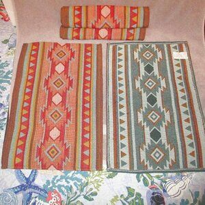 Vintage Canyon Sky Tapestry Placemats Reversible Southwestern Aztec Set Of 4